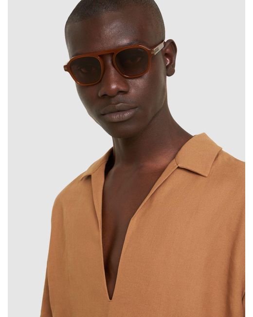 Gafas de sol de acetato Zegna de hombre de color Brown