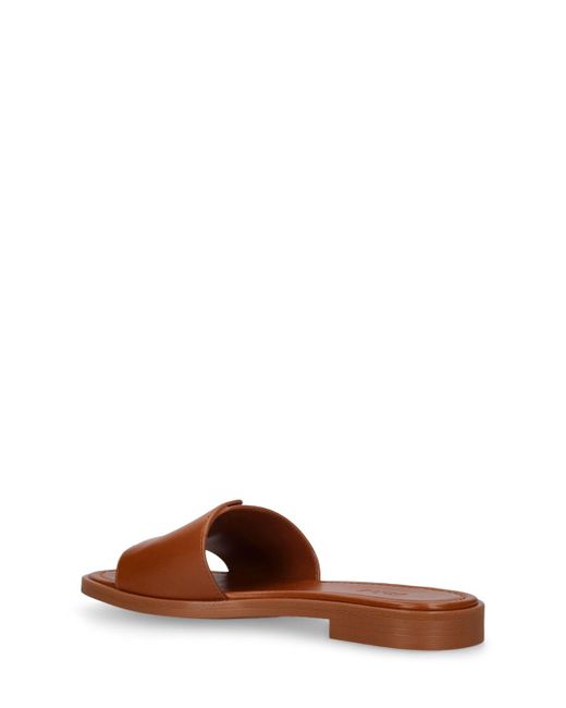 Chloé Brown 10Mm Marcie Leather Flat Slides