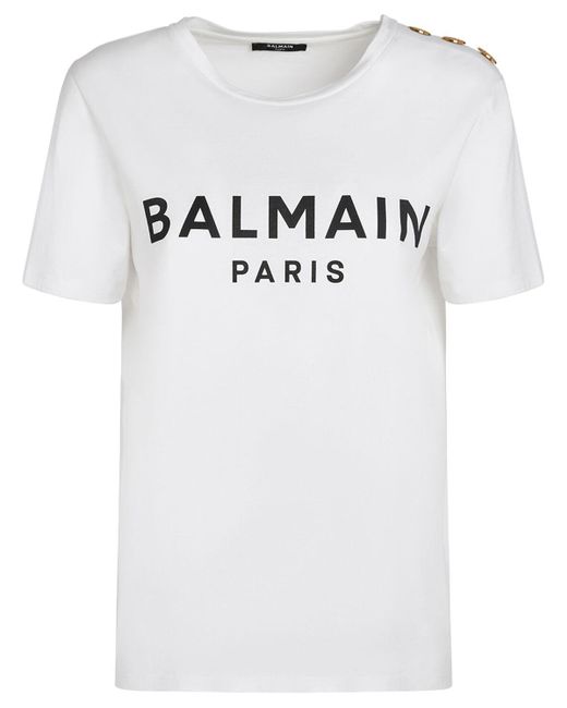 Balmain Gray T-shirt Aus Baumwolle Mit Logodruck