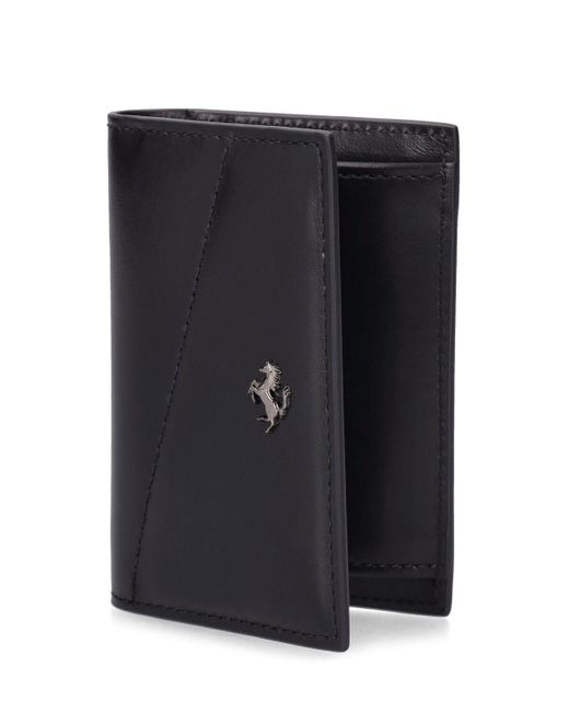 Ferrari Logo Smooth Leather Card Holder in Black für Herren