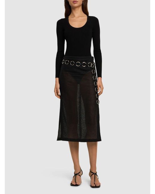 Michael Kors Gray Crepe Side Slit Midi Skirt