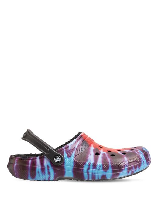 Crocs™ Rubber Classic Tie Dye Printed Sandals in Black (White) for Men
