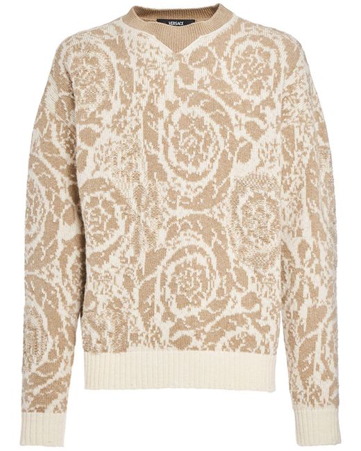 Versace Natural Barocco Wool Sweater for men