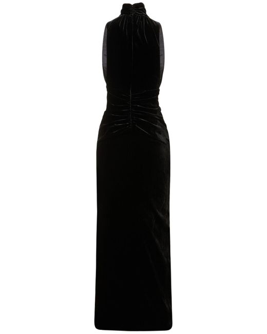 Alessandra Rich Black Cutout Gathered Stretch-velvet Maxi Dress