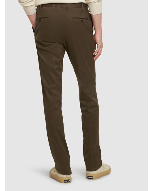 PT Torino Brown Classic Cotton Blend Straight Pants for men