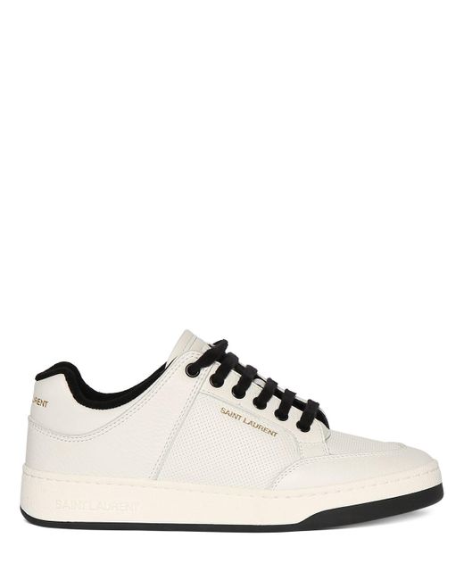 Saint Laurent White 20mm Sl61 Low Top Leather Sneakers