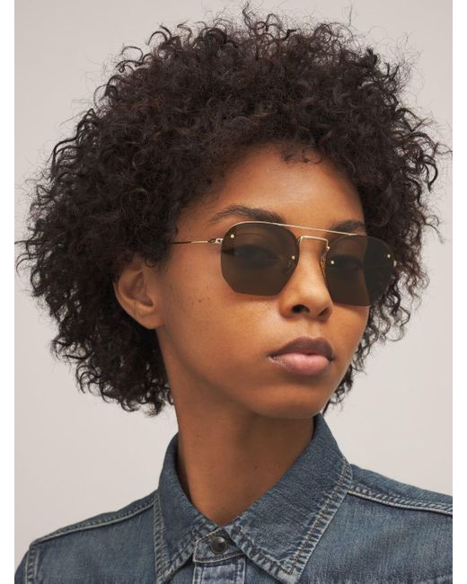 Saint Laurent Sl 422 Hexagonal Metal Sunglasses in Gold/Brown (Brown) - Lyst