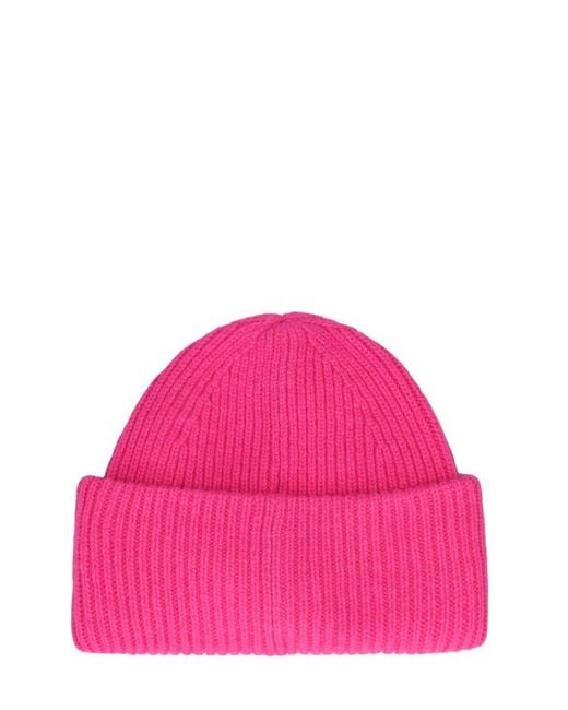 Acne Pink Pansy 'N Face Wool Beanie
