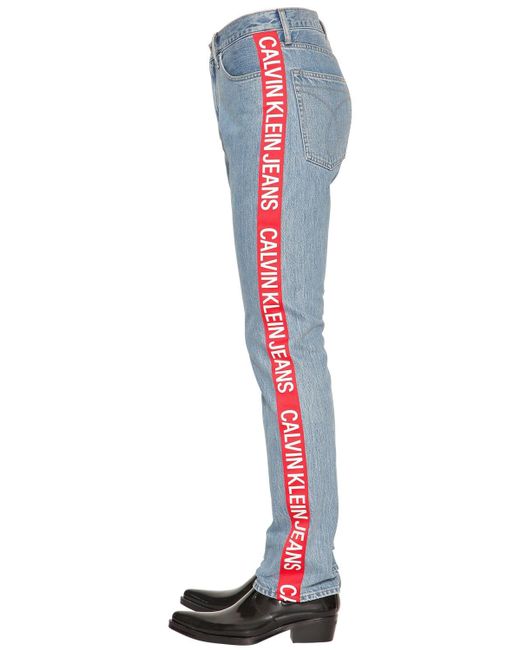 Logo Tape Denim Jeans in Blue for Men 