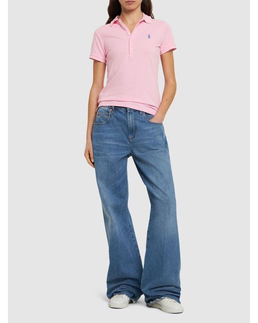 Polo julie in cotone stretch di Polo Ralph Lauren in Pink