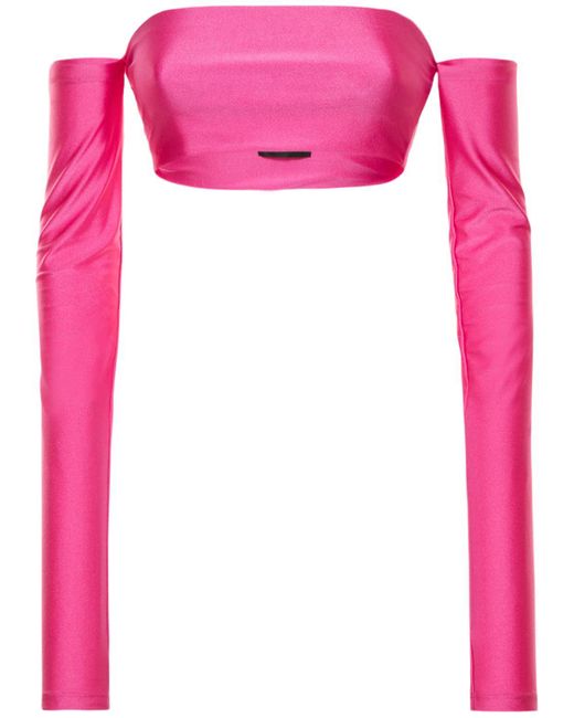 ANDAMANE Pink Glänzendes Lycra-crop-top "lexi"