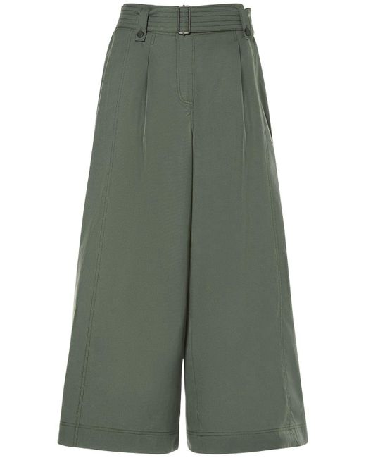 Weekend by Maxmara Green Recco Belted Cotton Canvas Wide Pants