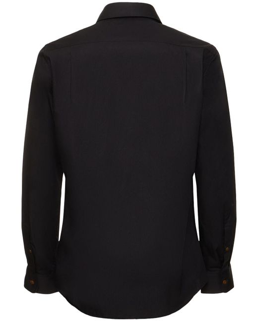 Vivienne Westwood Black Logo Embroidery Cotton Poplin Shirt for men