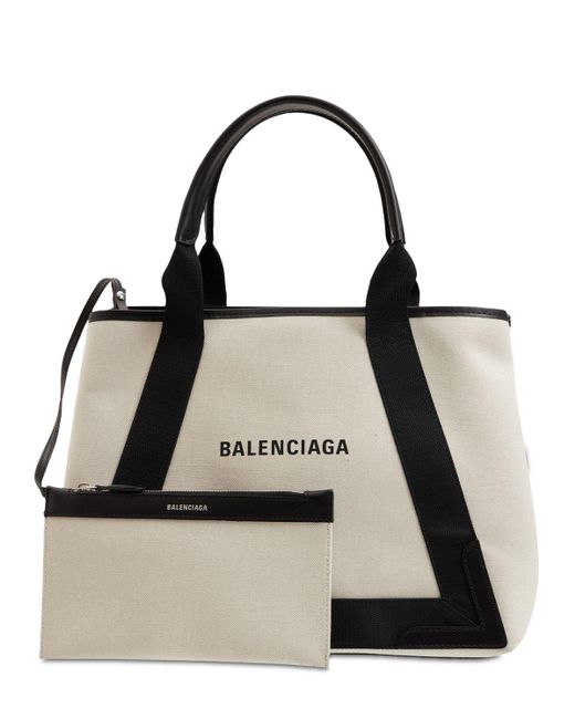 Balenciaga Multicolor Md Navy Cabas Canvas Tote Bag