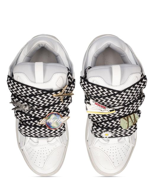 Lanvin White Sneakers "curb Leather And Pins"