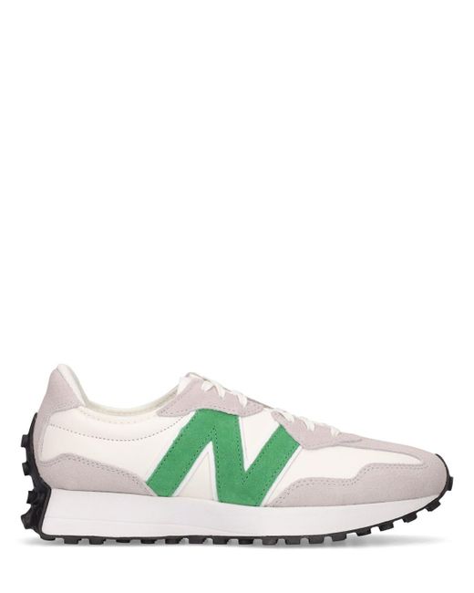 New Balance Leather 327 Sneakers in White/Green (White) Lyst UK