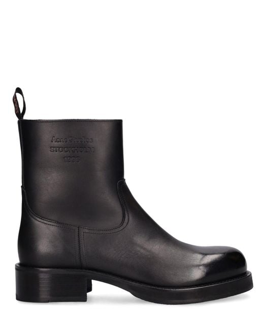 Acne Black Besare Leather Ankle Boots for men