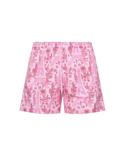 Shorts mare moorise in nylon stampato stretch di Vilebrequin in Pink da Uomo