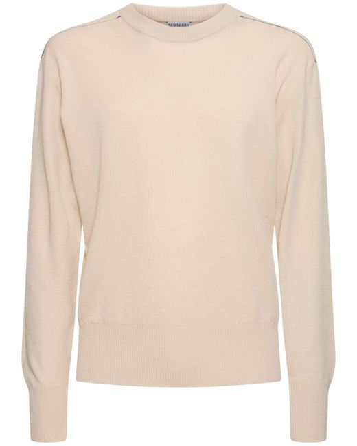 Burberry Natural Wool Knit Crewneck Sweater for men