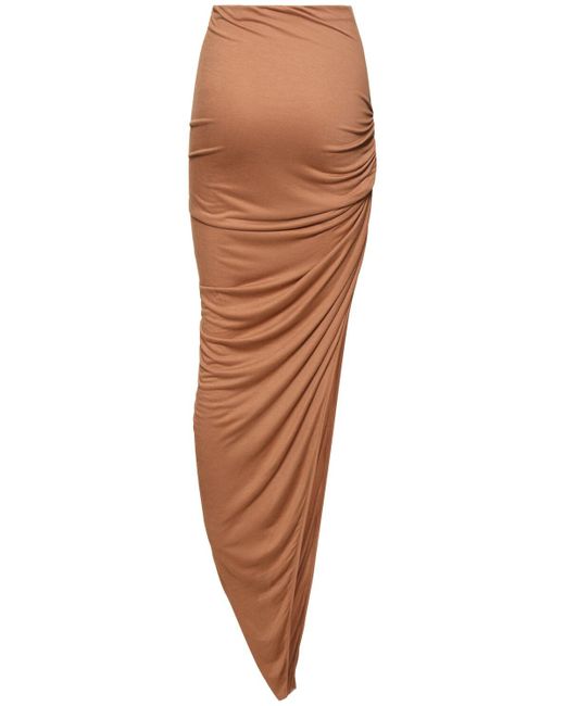 Rick Owens Brown Edfu Twist-side Split Asymmetric Skirt
