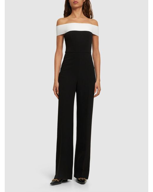 Roland Mouret オフショルダーストレッチカディジャンプスーツ Black