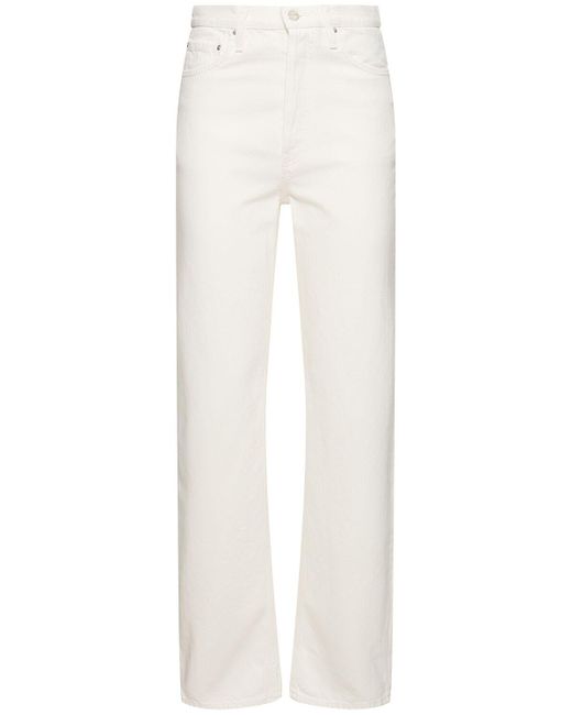 Jeans dritti vita alta in denim di Totême  in White