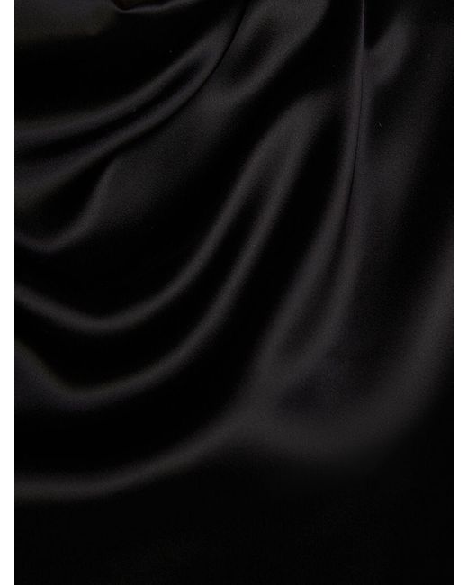 Blouse en viscose de satin avec col Saint Laurent en coloris Black