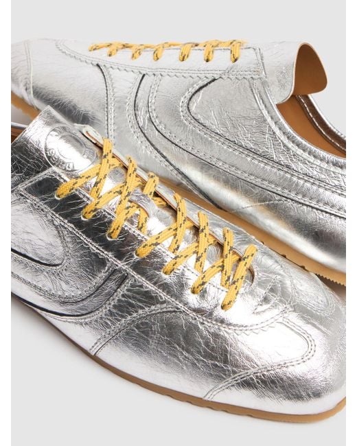 メンズ Dries Van Noten メタリックレザースニーカー White