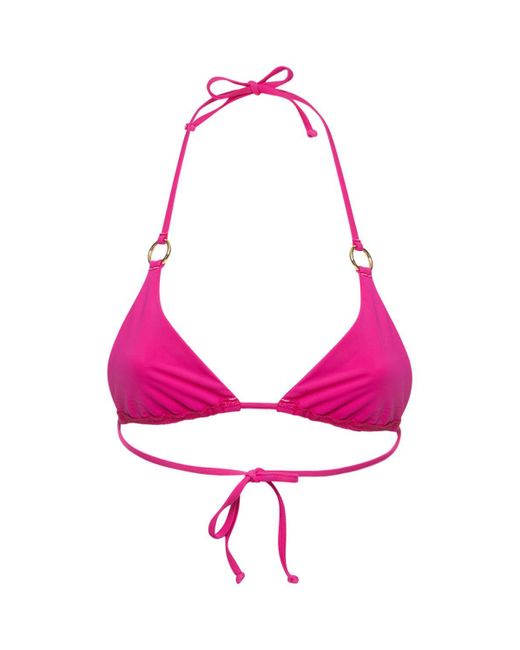 Louisa Ballou Pink Mini Ring Triangle Bikini Top