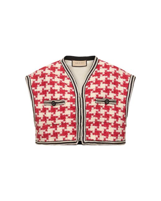 Gucci Red Houndstooth Chenille Vest
