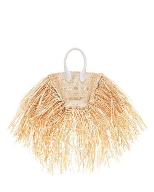 Jacquemus Natural Tote Aus Raffia "le Petit Baci"