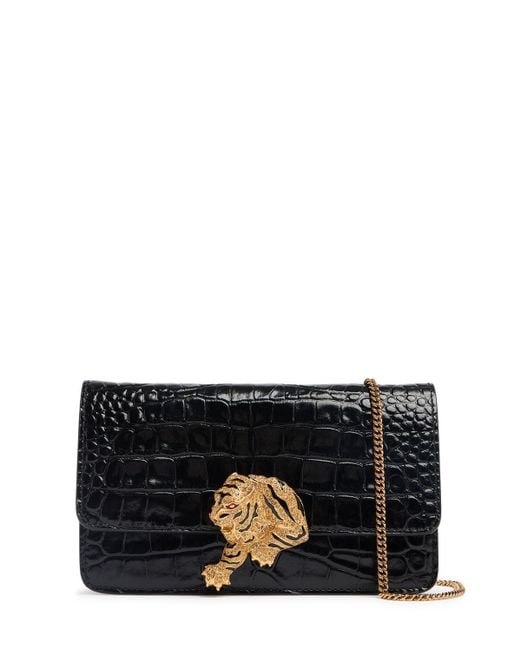 Roberto Cavalli Single クロコエンボスレザーバッグ Black