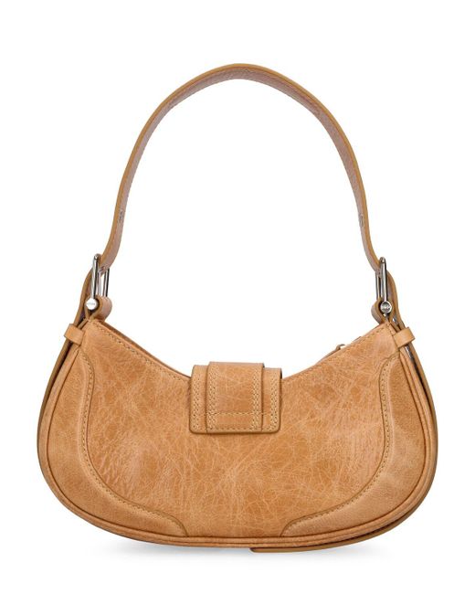 OSOI Brown Hobo Brocle Leather Shoulder Bag