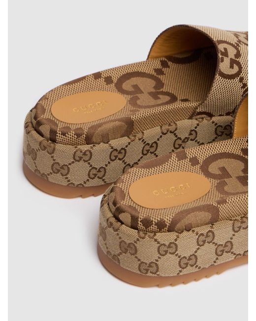 Gucci Brown 55Mm Angelina Gg Canvas Slide Sandals