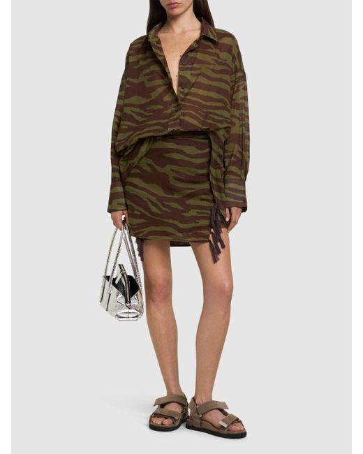 The Attico Brown Damen Musselinhemd Mit Zebramuster