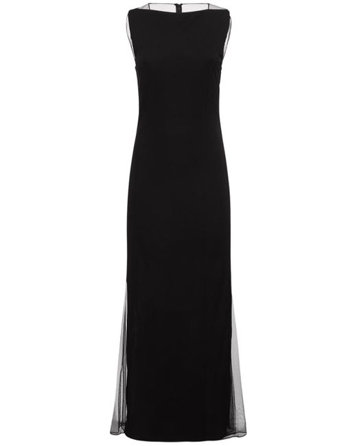 Helmut Lang Black Viscose Long Dress W/Sheer Sides