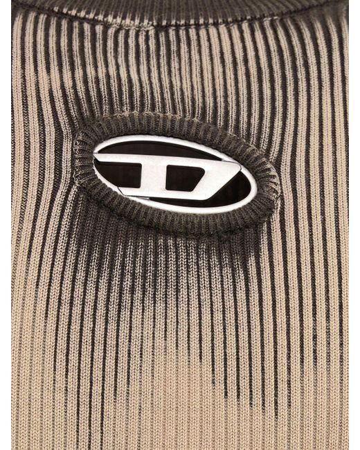DIESEL Brown Oval-D Slim Cotton Blend Knit Sweater for men