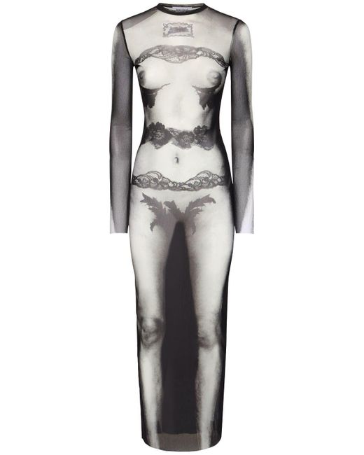 Jean Paul Gaultier Body Lace Mariniere メッシュドレス Gray
