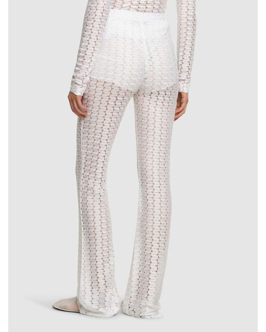 Missoni White Solid Lace Flared Pants