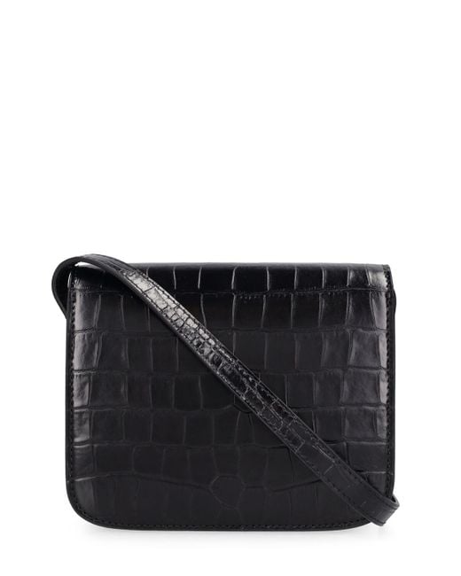 Victoria Beckham Black Mini Frame Embossed Leather Shoulder Bag