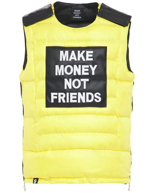 MAKE MONEY NOT FRIENDS Yellow Logo Patch Bulletproof Jacket Vest for men