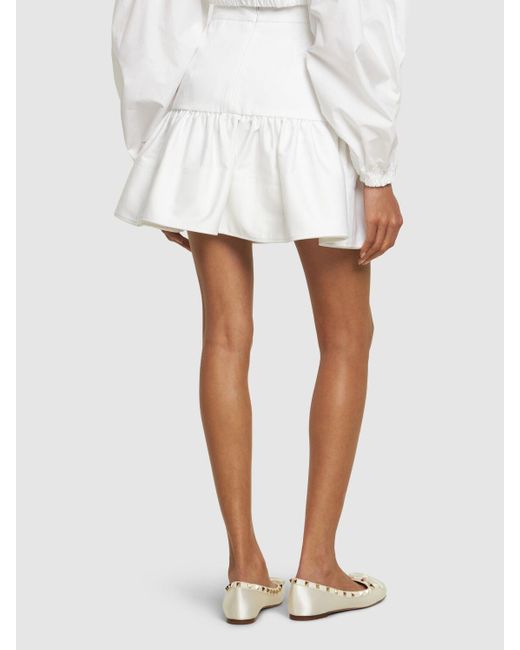 Patou White Gathered Cotton Gabardine Mini Skirt