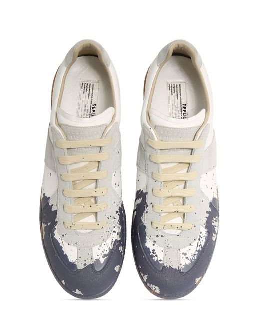 Maison Margiela White Replica Painted Leather Low Top Sneakers for men