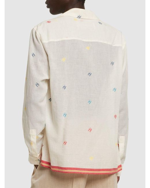 BAZISZT Natural Embroidered Cotton Shirt for men