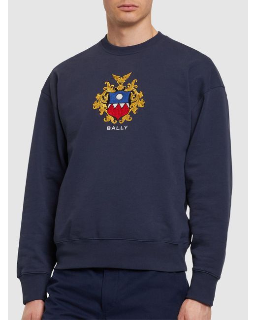 Bally Sweatshirt Aus Baumwolljersey Mit Logo in Blue für Herren