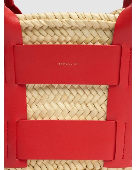 DeMellier London Red Mini Santorini Raffia Tote Bag