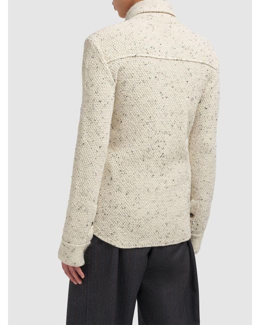 Chemise en maille de laine texturée Bottega Veneta pour homme en coloris White