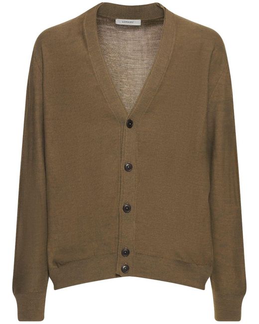 Lemaire Brown Twisted Acrylic & Wool Cardigan for men