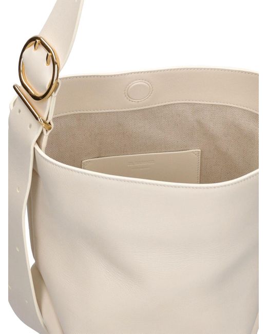 Jil Sander White Small Folded Leather Tote Bag