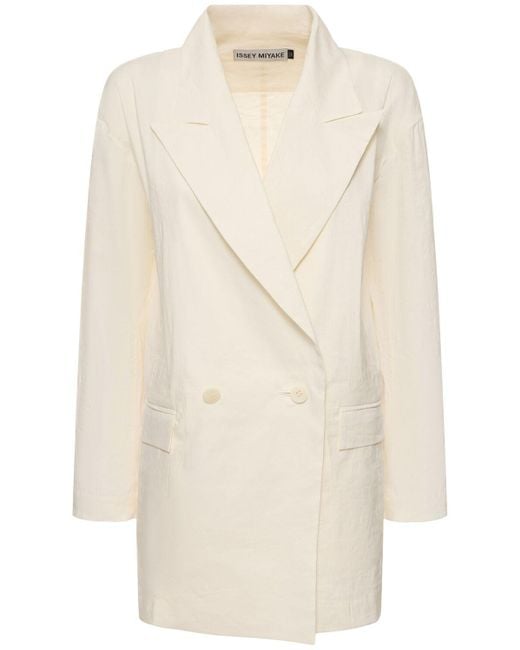 Issey Miyake White Satin Double Breasted Jacket